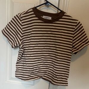 Carly Jean Los Angeles Brown and White Striped T-Shirt